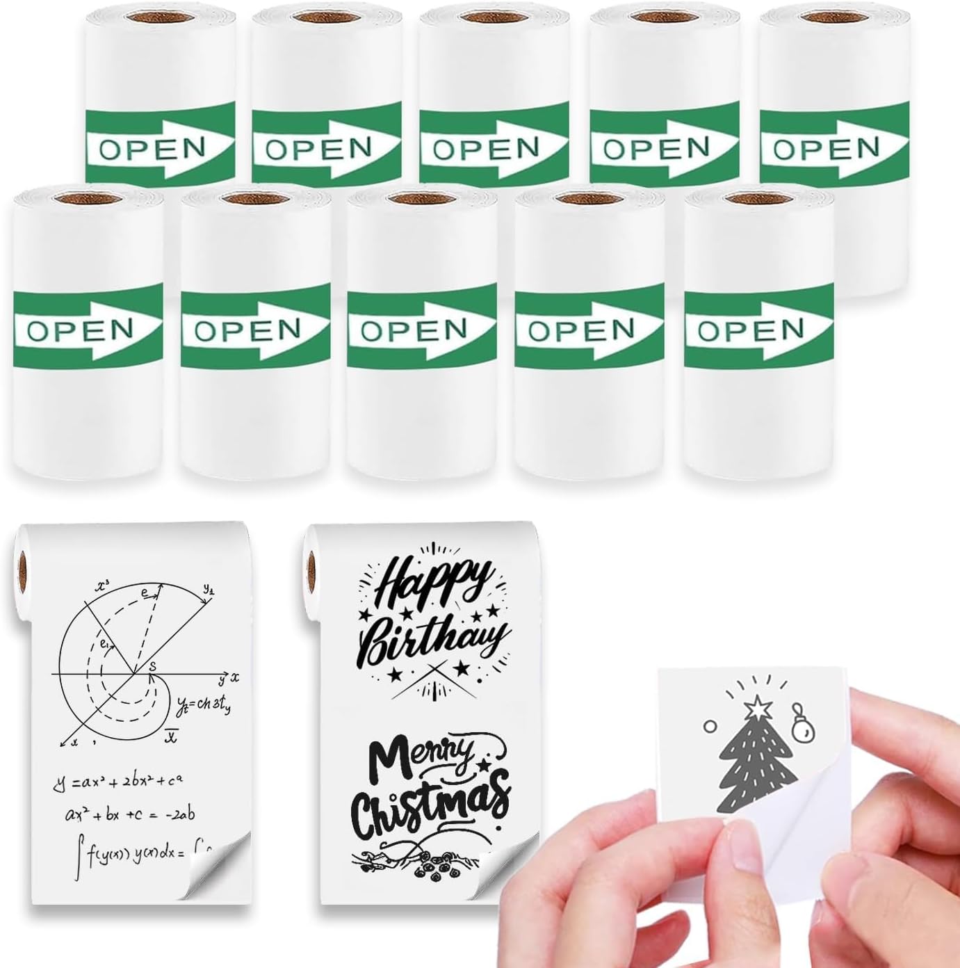 10 Rolls Self-Adhesive Thermal Paper, Glossy Thermal Printer Paper for Mini Portable Printer, 57 x 25mm, Thermal Labels for Most Pocket Printer
