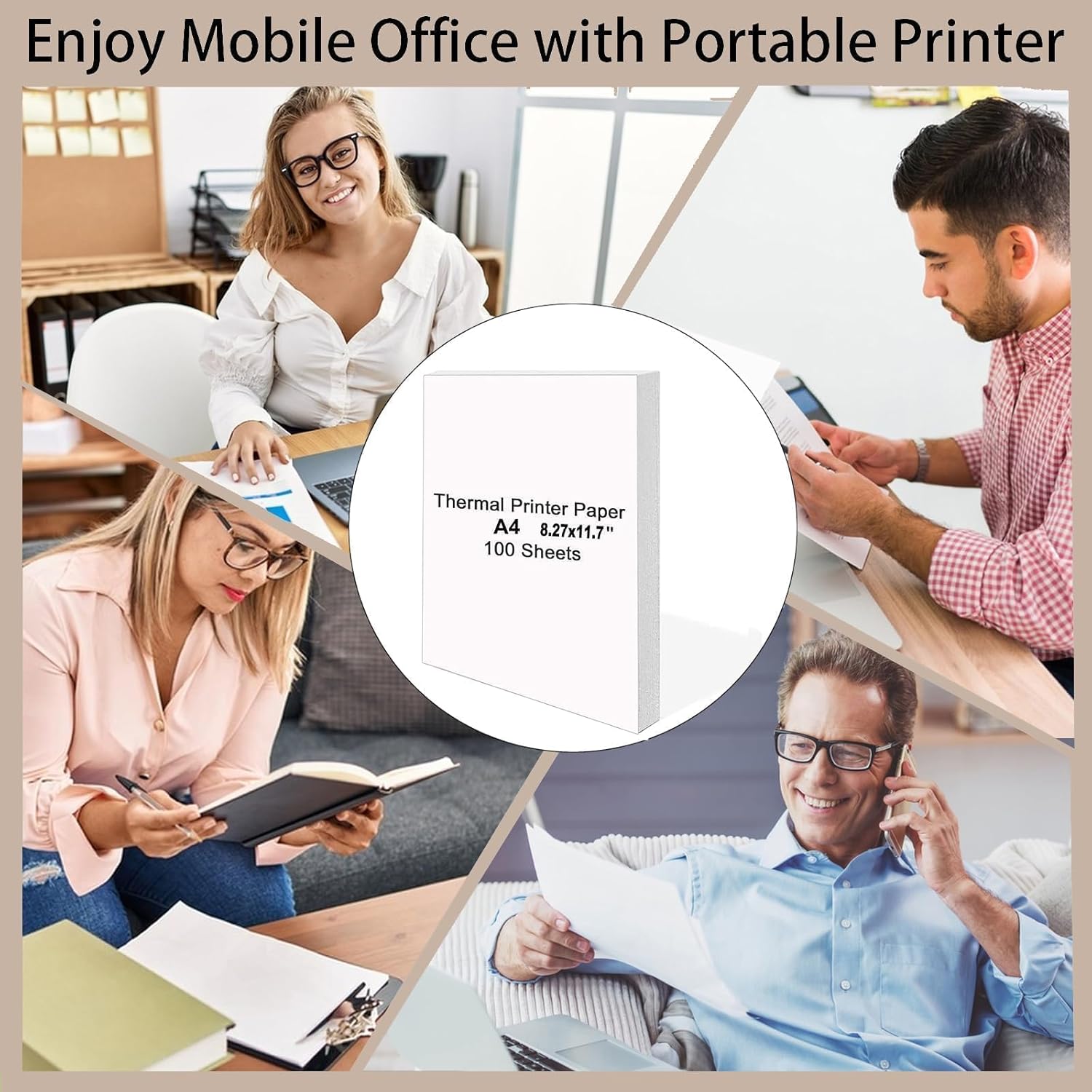 200 Sheets A4 Thermal Paper, 8.27x11.69' Thermal Paper(210 x 297 mm) for Portable Thermal Printer, Compatible with MT800/MT800Q/M08F/PJ762/PJ763MFi, for School or Work, Printing Files, Picture, etc