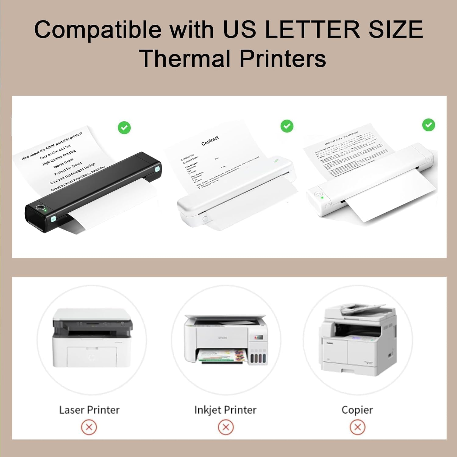 100 Sheets A4 Thermal Paper, 8.27x11.69' Thermal Paper(210 x 297 mm) for Portable Thermal Printer, Compatible with MT800/MT800Q/M08F/PJ762/PJ763MFi, for School or Work, Printing Files, Picture, etc