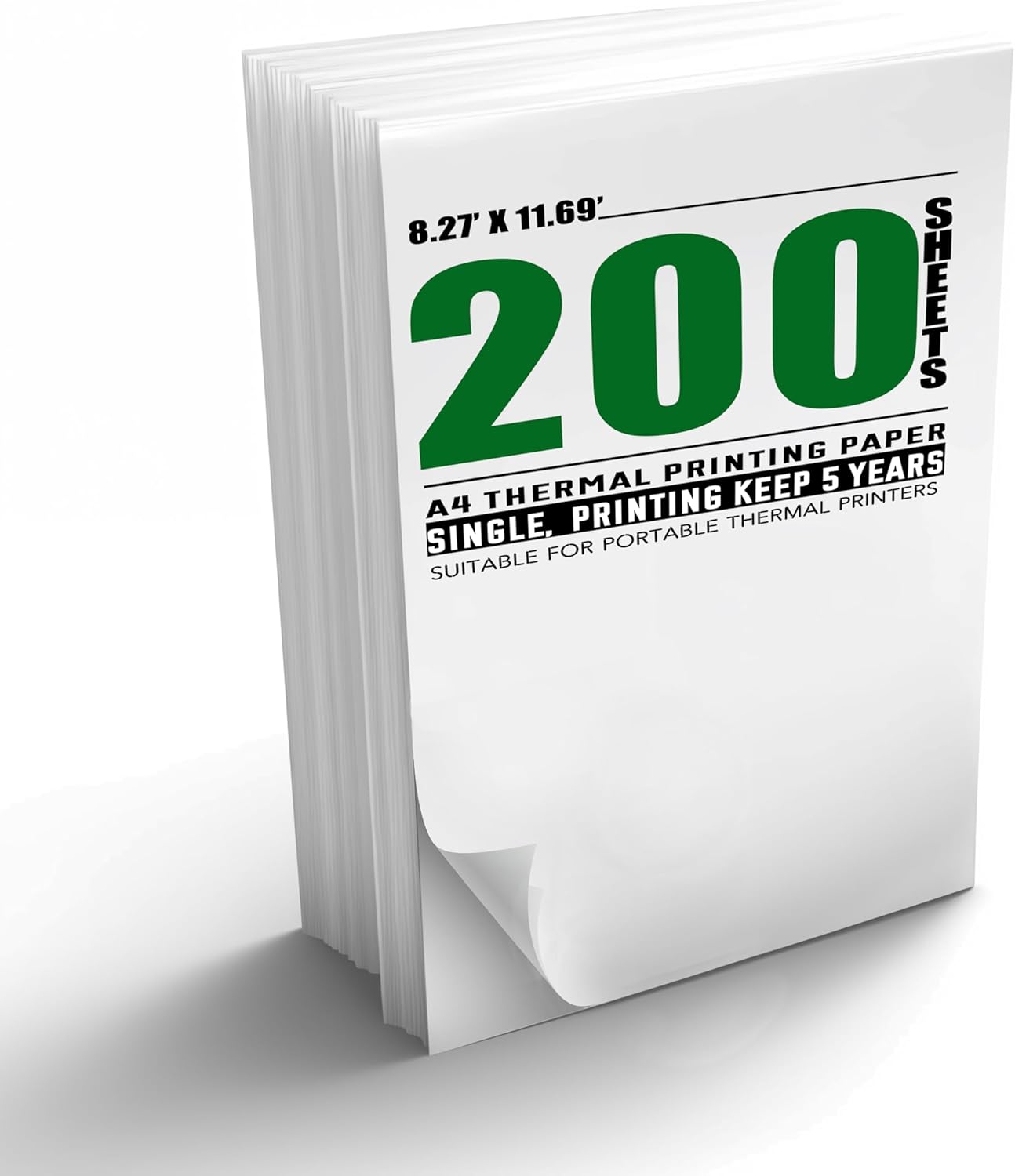 200 Sheets A4 Thermal Paper, 8.27x11.69' Thermal Paper(210 x 297 mm) for Portable Thermal Printer, Compatible with MT800/MT800Q/M08F/PJ762/PJ763MFi, for School or Work, Printing Files, Picture, etc