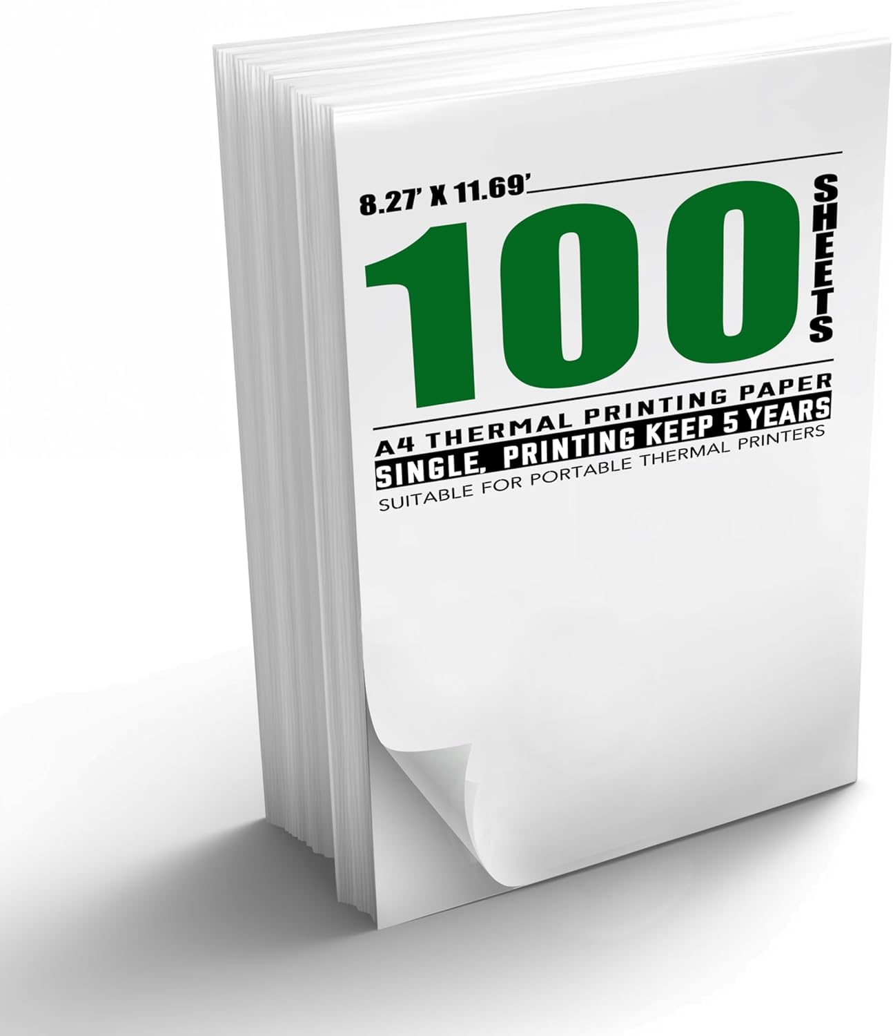 100 Sheets A4 Thermal Paper, 8.27x11.69' Thermal Paper(210 x 297 mm) for Portable Thermal Printer, Compatible with MT800/MT800Q/M08F/PJ762/PJ763MFi, for School or Work, Printing Files, Picture, etc